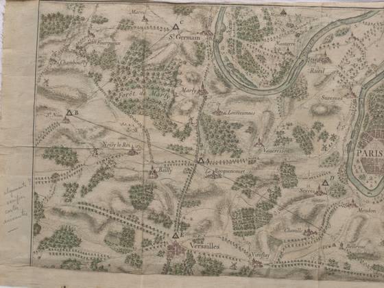 Extrait de carte ancienne de l'ouest parisien annoté