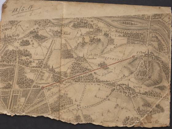 Copie partielle d'une carte annotée, référence AR/G-17